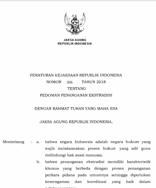 Cover PEDOMAN PENANGANAN EKSTRADISI