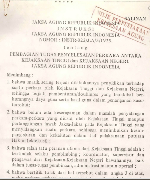 Cover PEMBAGIAN TUGAS PENYELESAIAN PERKARA ANTARA KEJAKSAAN TINGGI DAN KEJAKSAAN NEGERI