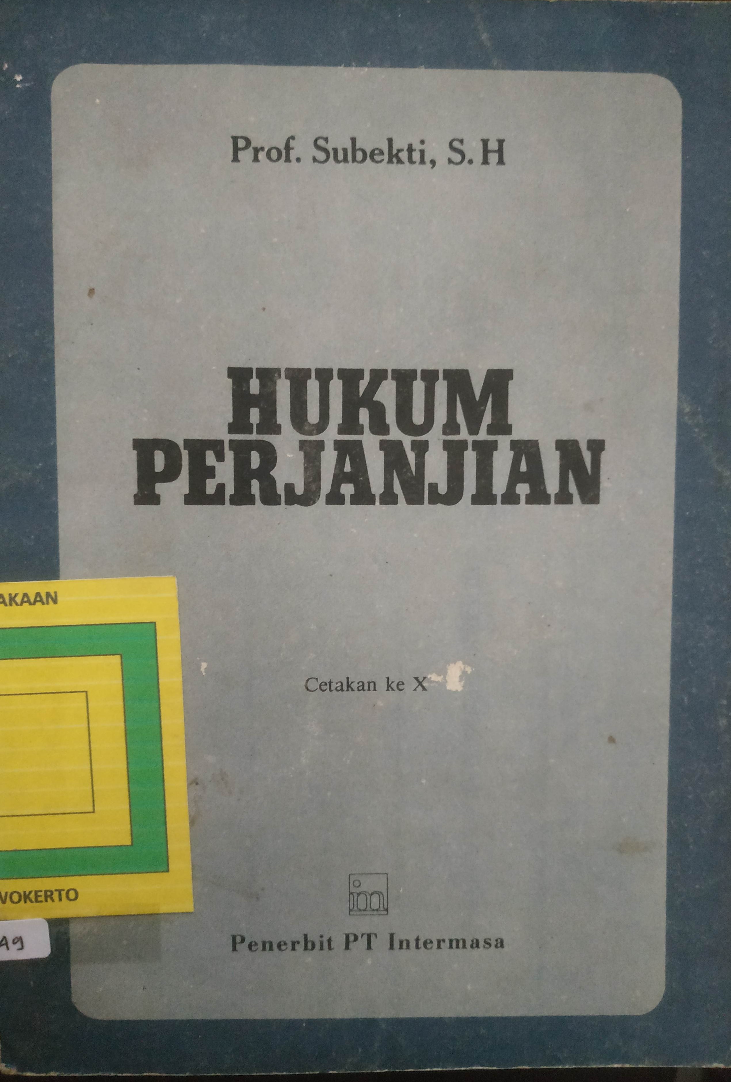 Cover Hukum Perjanjian