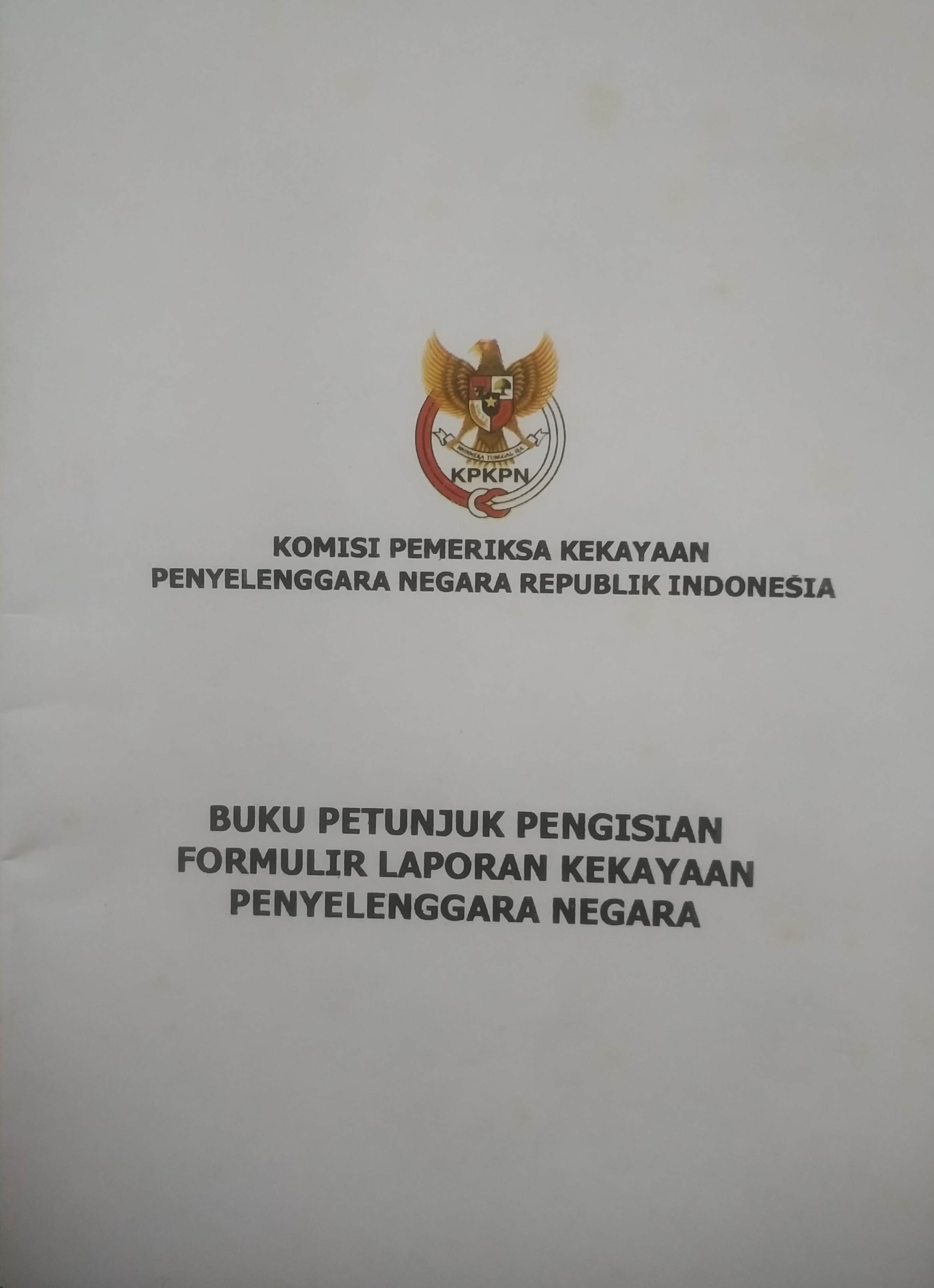 Cover Buku Petunjuk Pengisian Formulir Laporan Kekayaan Penyelenggara Negara