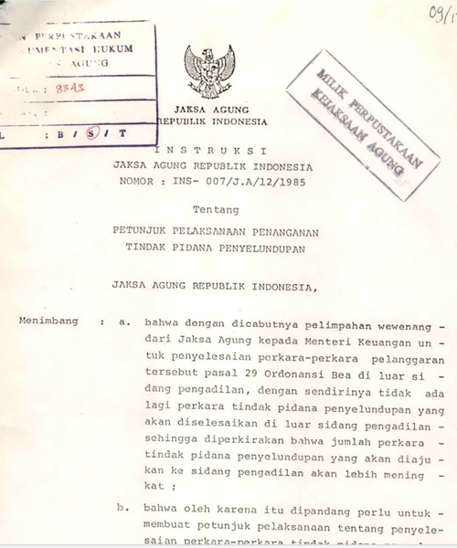 Cover PETUNJUK PELAKSANAAN PENANGANAN TINDAK PIDANA PENYELUNDUPAN