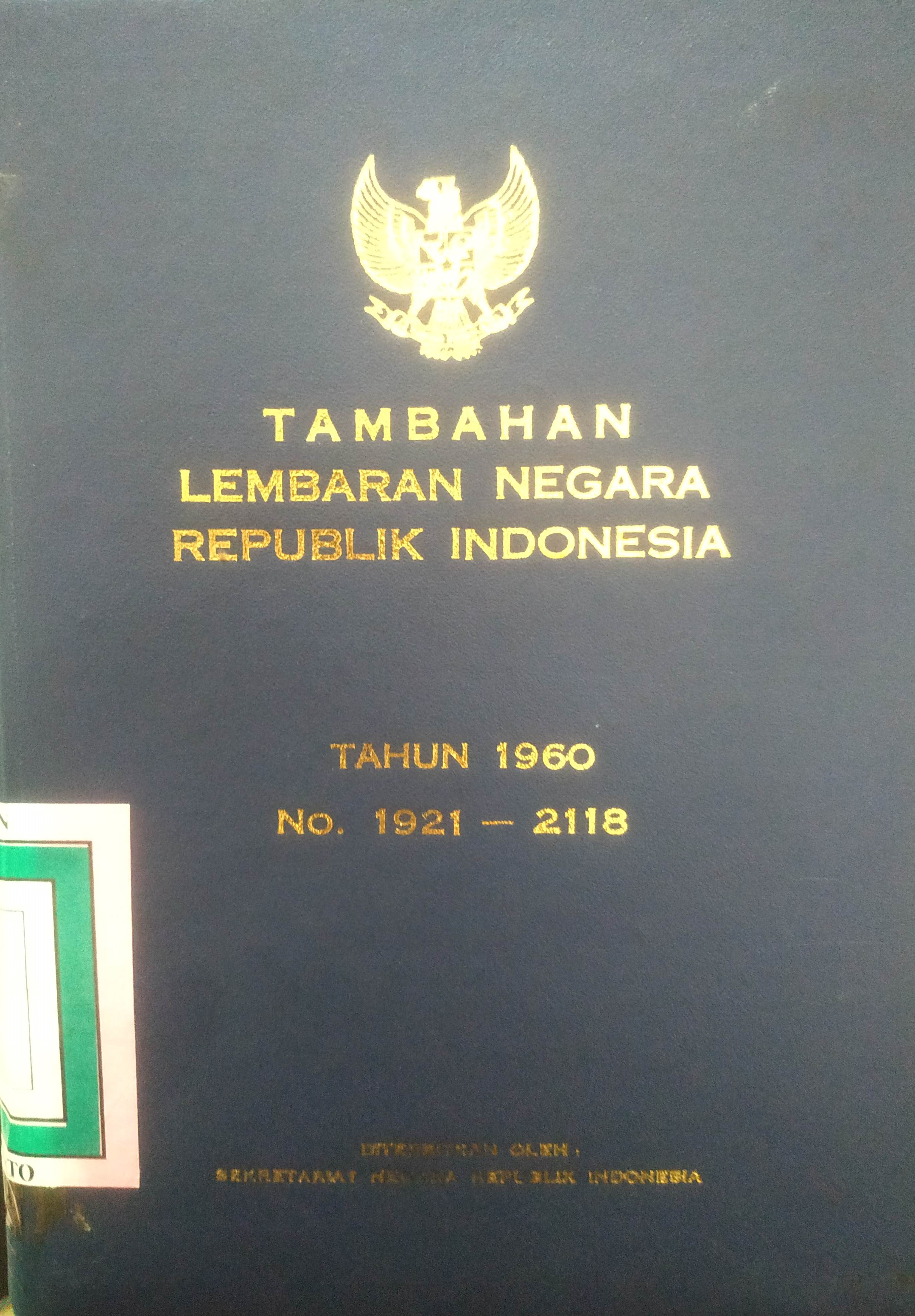 Cover Tambahan Lembaran Negara  Republik Indonesia Tahun 1960 No. 1921-2118