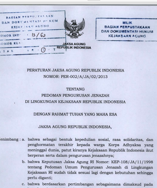 Cover PEDOMAN PENGURUSAN JENAZAH DI LINGKUNGAN KEJAKSAAN REPUBLIK INDONESIA